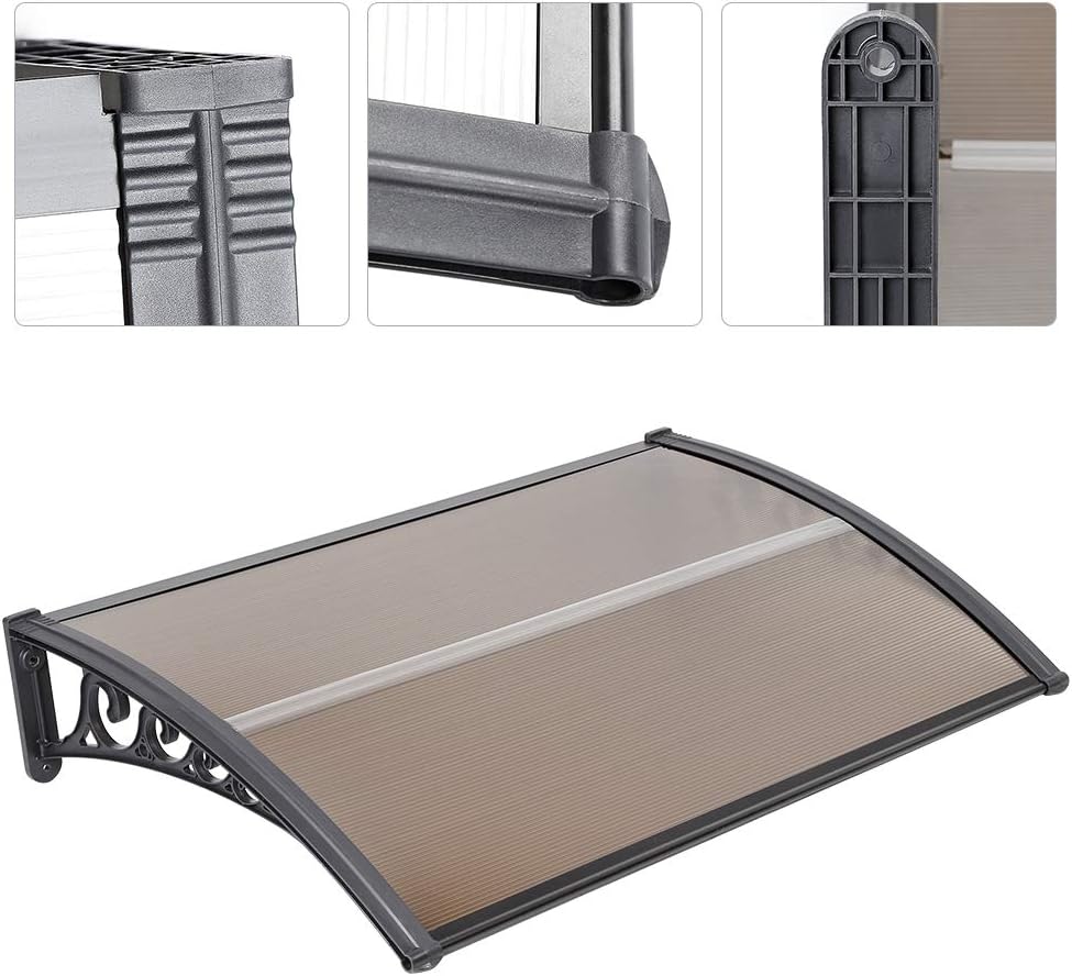 ancienne marquise de porte 80x60cm polycarbonate noir et marron