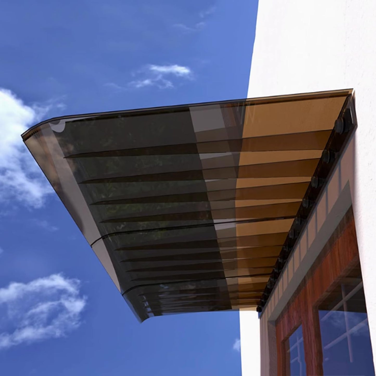 auvent de porte d entree 40x50cm brun en polycarbonate