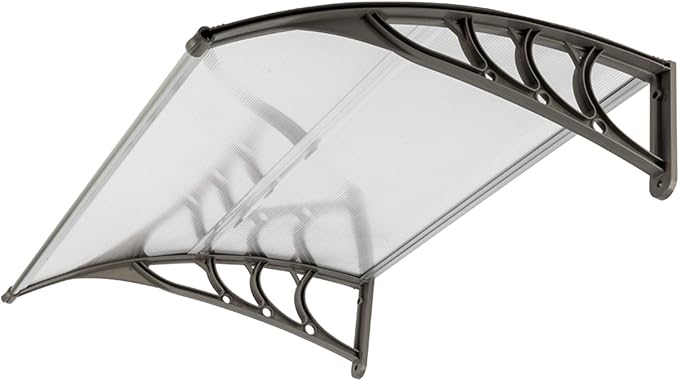 marquise de porte blanc 200x60cm transparent en polycarbonate