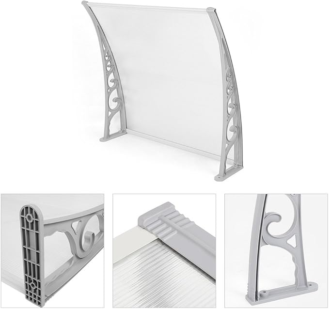 marquise pour dessus de porte 120x75cm transparent en polycarbonate