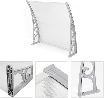 marquise pour dessus de porte 120x75cm transparent en polycarbonate