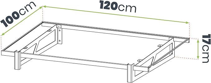 marquise moderne 120x80 cm – Polycarbonate – Supports en Fer Noir