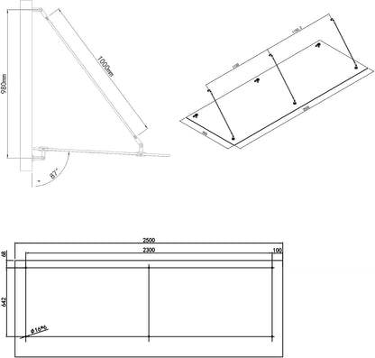 marquise de porte en verre 200x75cm