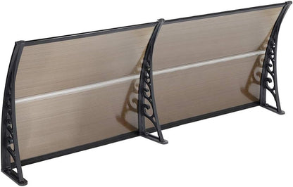 marquise et auvent de porte 160x60cm marron en polycarbonate