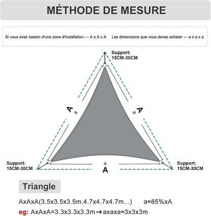 Voile d'ombrage triangulaire gris