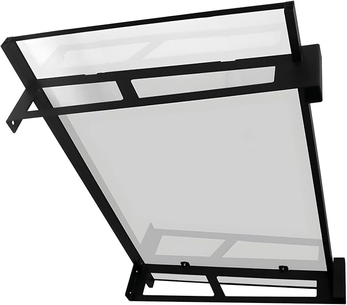 marquise moderne 120x80 cm – Polycarbonate – Supports en Fer Noir