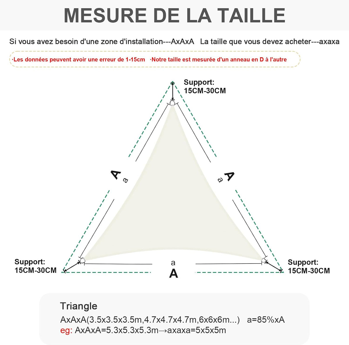 Voile d'ombrage triangulaire jaune sable