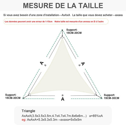 Voile d'ombrage triangulaire jaune sable