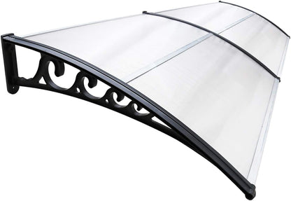 marquise de porte blanc 200x60cm transparent en polycarbonate