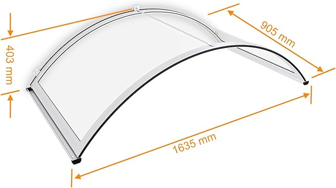 marquise sur porte 160 x 90 cm - Verre Polycarbonate Transparent