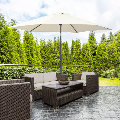 Parasol droit inclinable 2,6m en aluminium démontable – Tissu polyester imperméabilisé 180g/m²