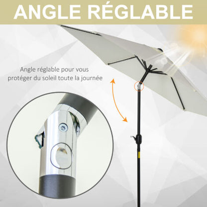 Parasol droit inclinable 2,6m en aluminium démontable – Tissu polyester imperméabilisé 180g/m²