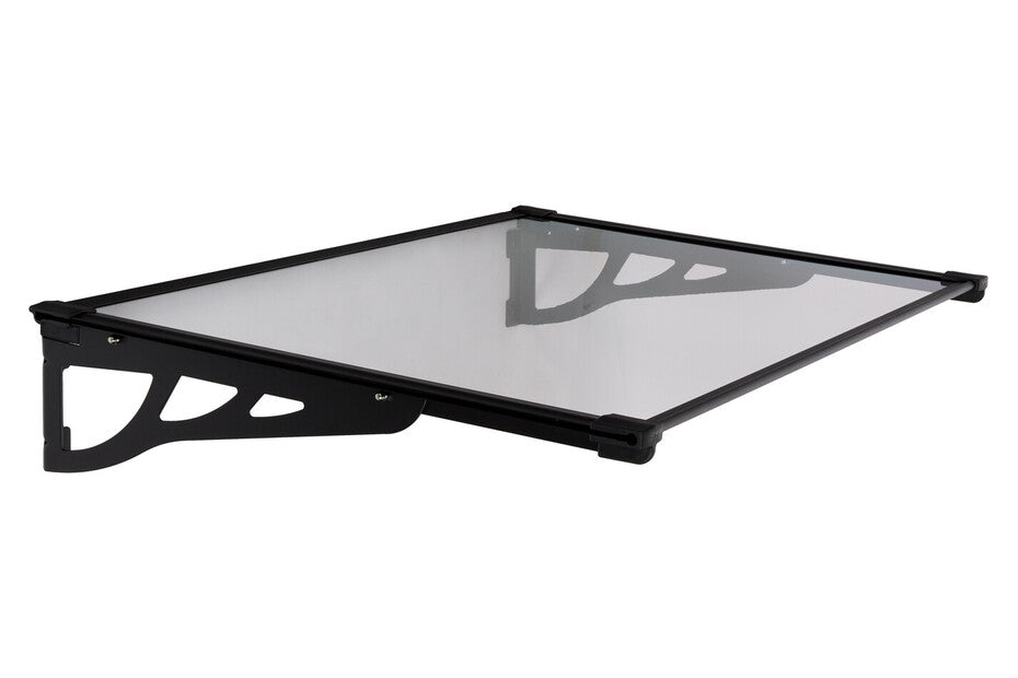 marquise moderne porte d'entrée en aluminium 120 x 90 cm incliné argenté KEPLER