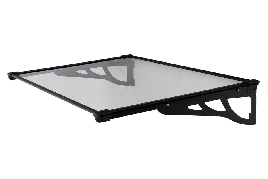 marquise moderne porte d'entrée en aluminium 120 x 90 cm incliné argenté KEPLER