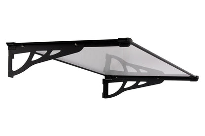 marquise moderne porte d'entrée en aluminium 120 x 90 cm incliné argenté KEPLER