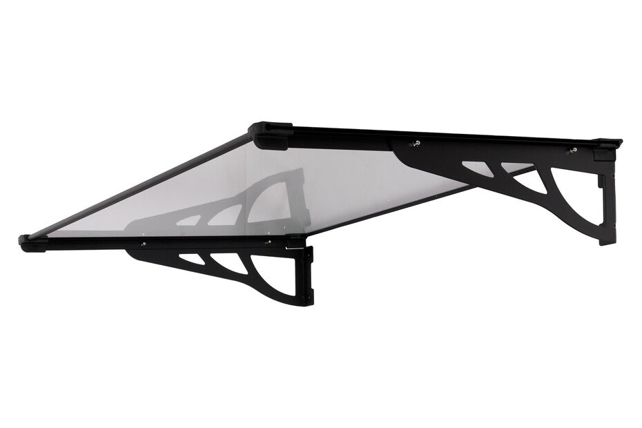 marquise moderne porte d'entrée en aluminium 120 x 90 cm incliné argenté KEPLER