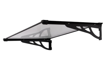 marquise moderne porte d'entrée en aluminium 120 x 90 cm incliné argenté KEPLER