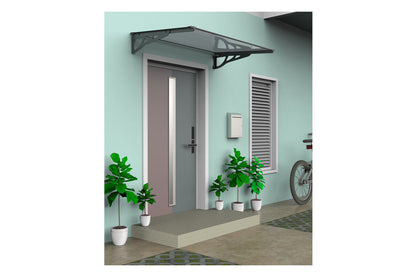 marquise moderne porte d'entrée en aluminium 120 x 90 cm incliné argenté KEPLER