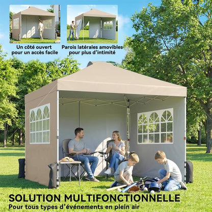 Tonnelle de Jardin 3x3m，Hauteur Réglable