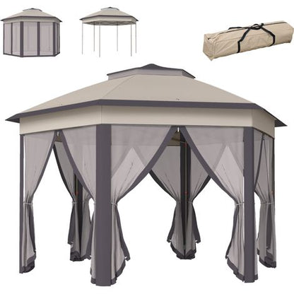 Tente pliante 4 x 3,4 m avec double toit, 6 moustiquaires amovibles