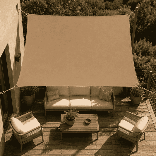 Voile d'ombrage trapeze marron taupe