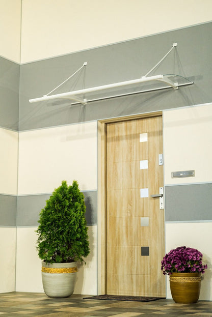 marquise moderne aluminium Quartz 120/160 x 82 cm blanc
