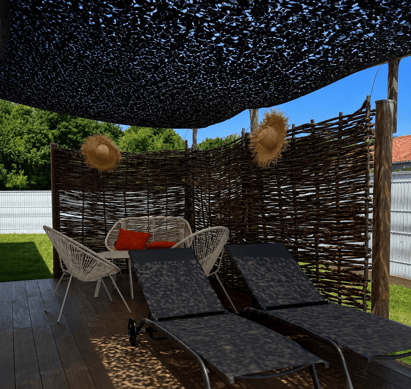 Filet de camouflage rectangulaire design camouflage noir 180g/m²