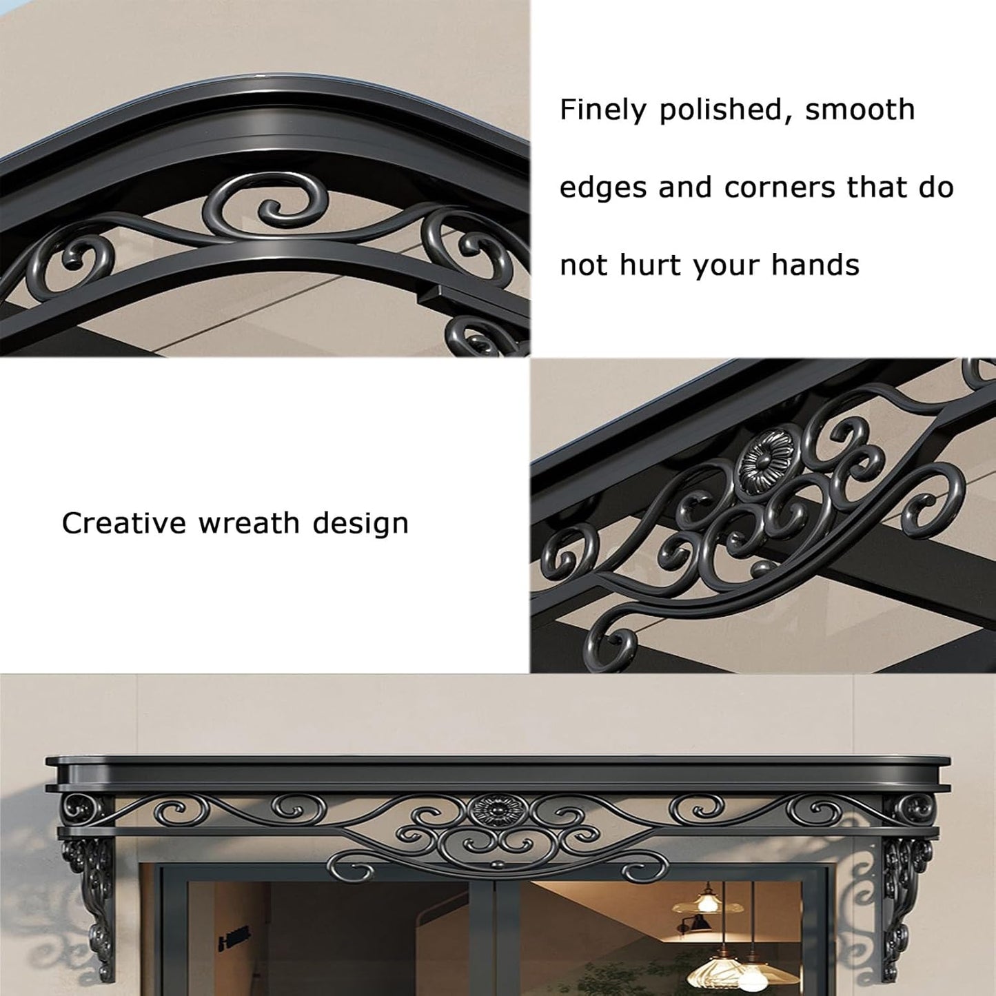 marquise de porte fer forgé 250x100cm