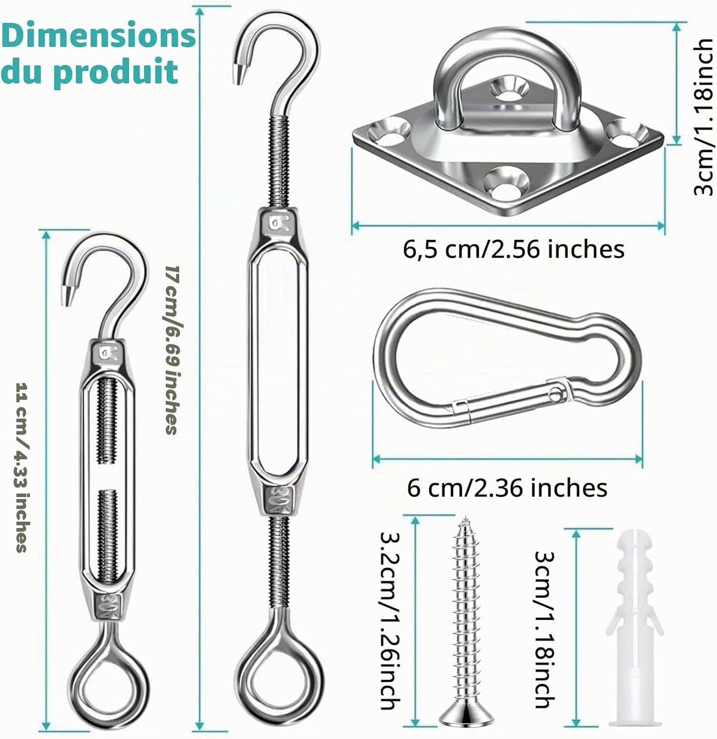Kit de fixation pour voile d'ombrage