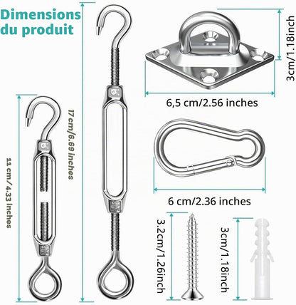 Kit de fixation pour voile d'ombrage