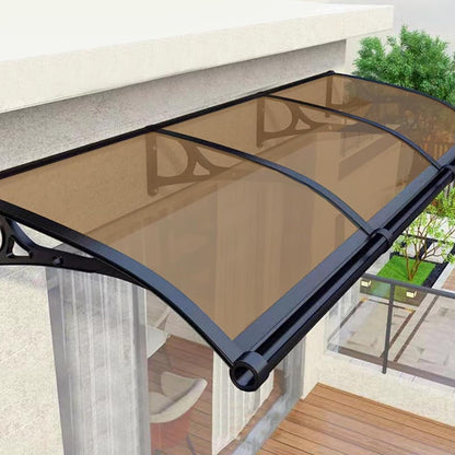 auvent de porte marquise 240x60cm transparent marron en polycarbonate