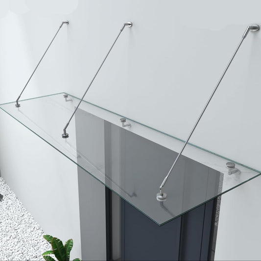 marquise de porte en verre 200x75cm