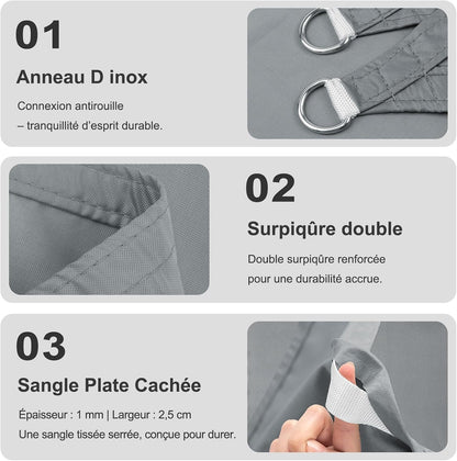 Voile d'ombrage triangulaire gris