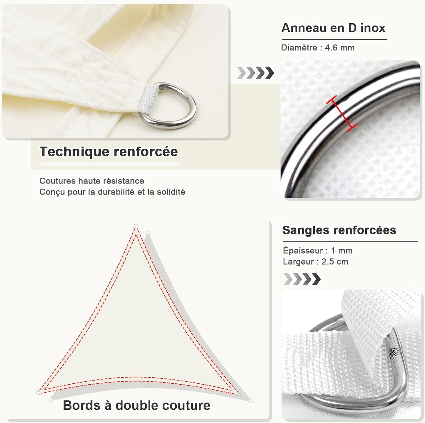 Voile d'ombrage triangulaire blanc