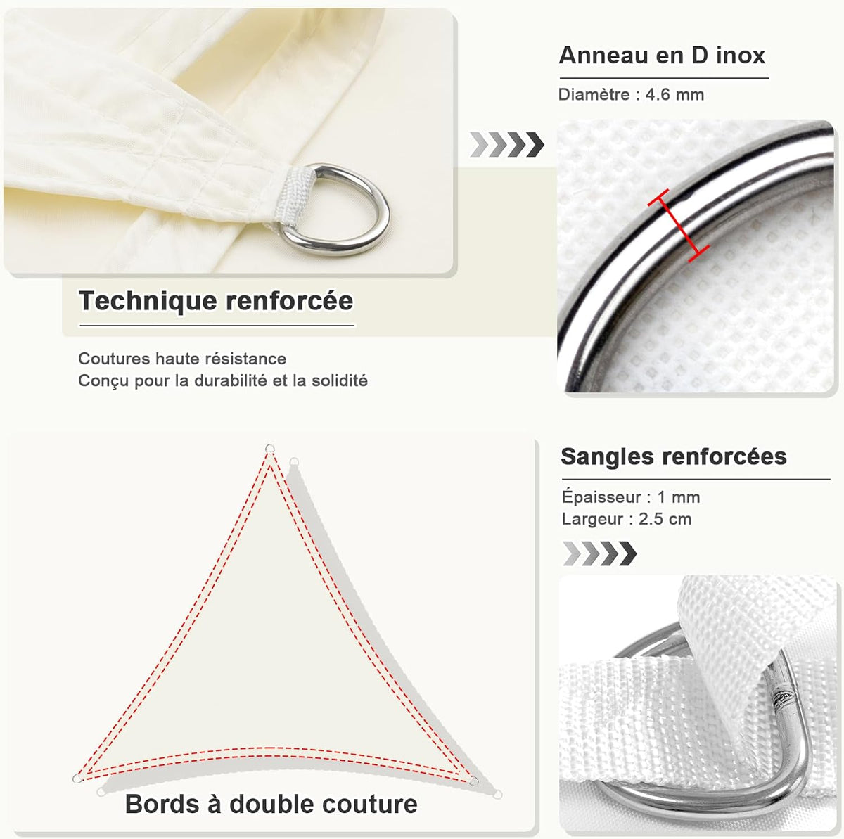 Voile d'ombrage triangulaire jaune sable