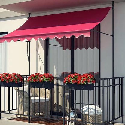 auvent rétractable pour terrasse rouge imperméable 200 à 400x120cm