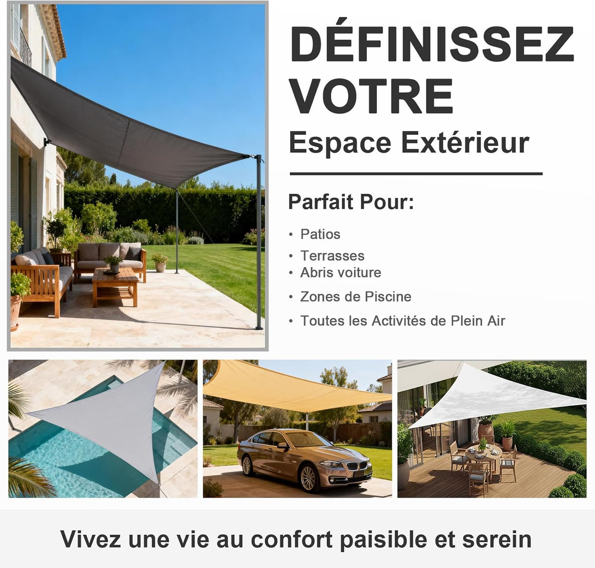 Voile d'ombrage trapeze jaune sable