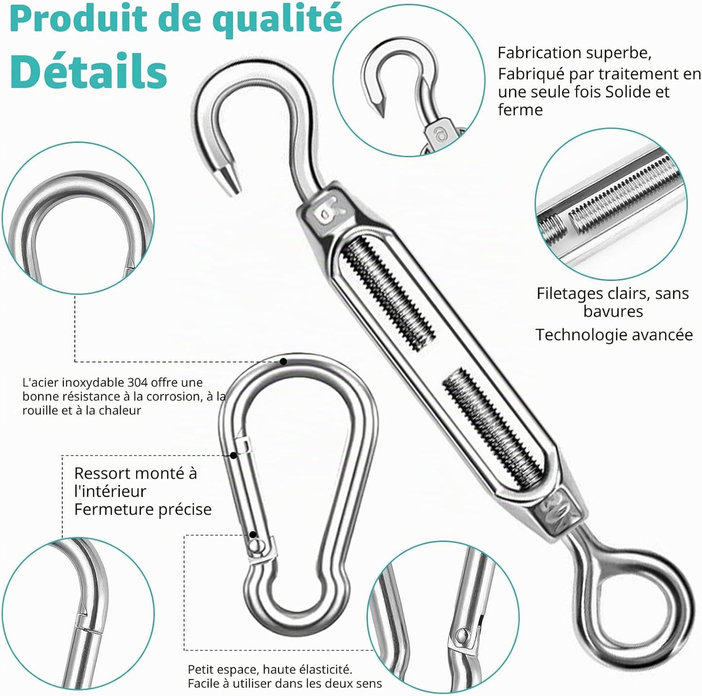 Kit de fixation pour voile d'ombrage
