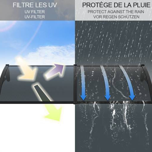 auvent de porte d'entrée 120 x 60 cm noir en polycarbonate