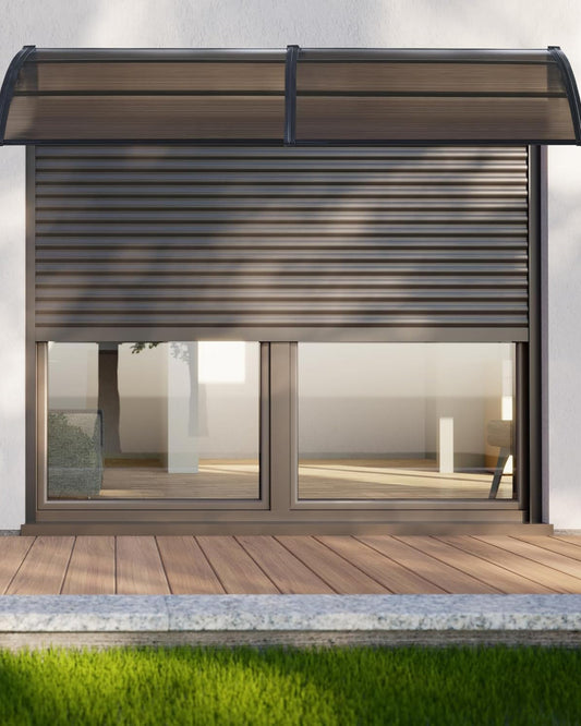 marquise et auvent de porte 240x80cm polycarbonate noir marron