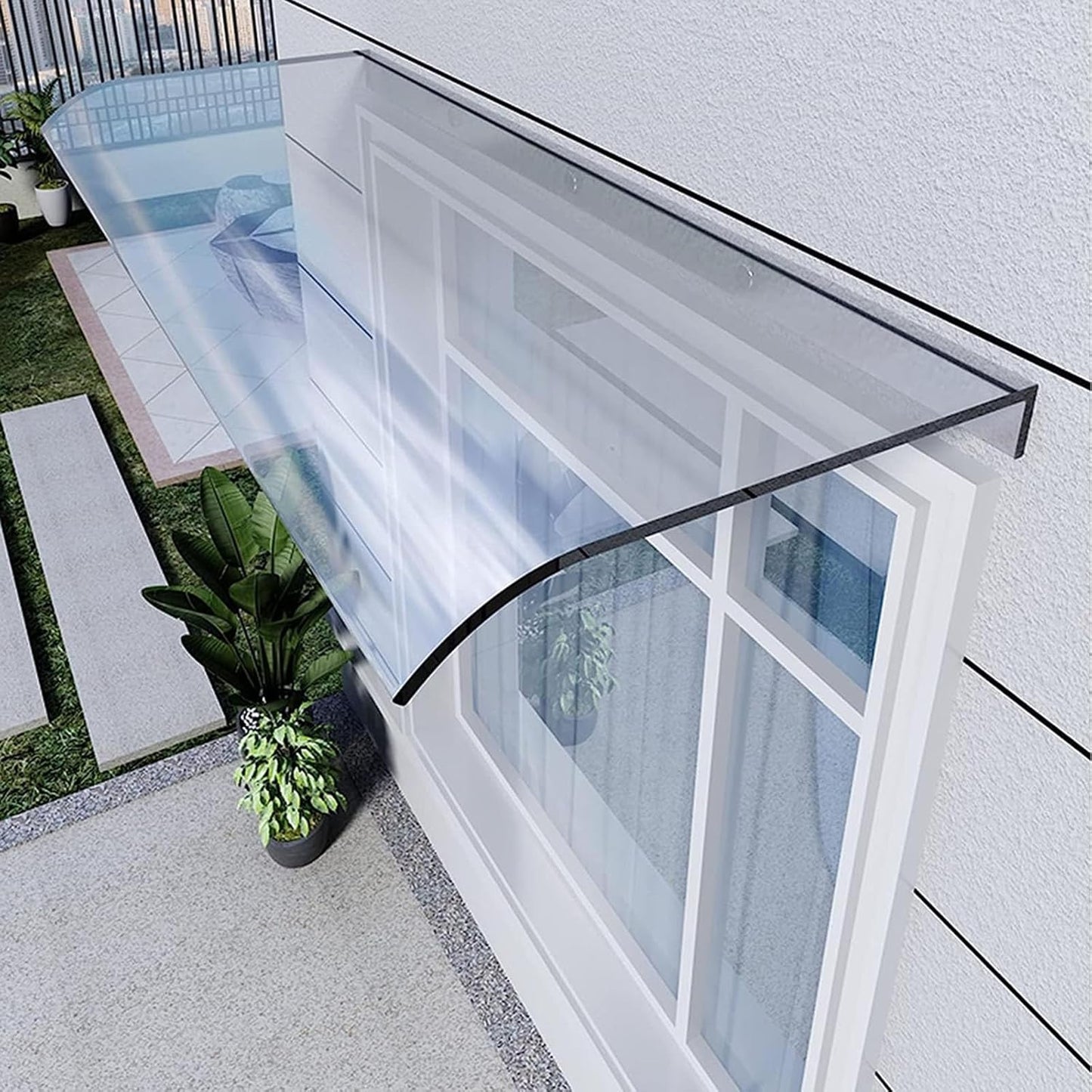 abri de porte marquise 40x40cm transparent en polycarbonate