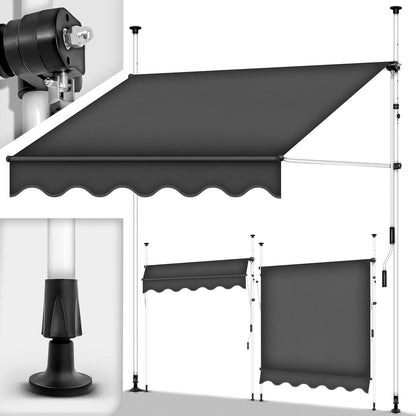 auvent pour terrasse 200x120cm Noir imperméable