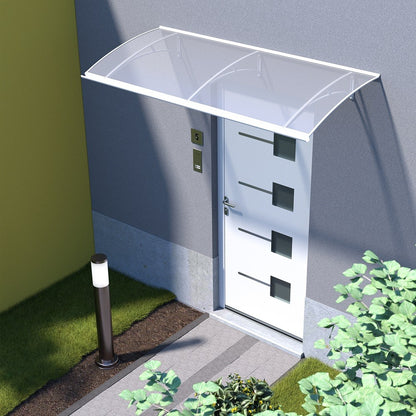 auvent de porte moderne ALU Largo XL 197x82, plaque acrylique transparente