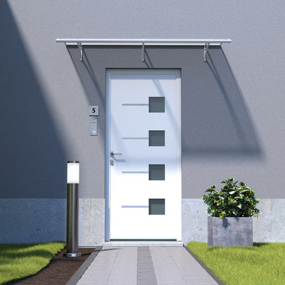 auvent de porte moderne ALU Largo XL 197x82, plaque acrylique transparente