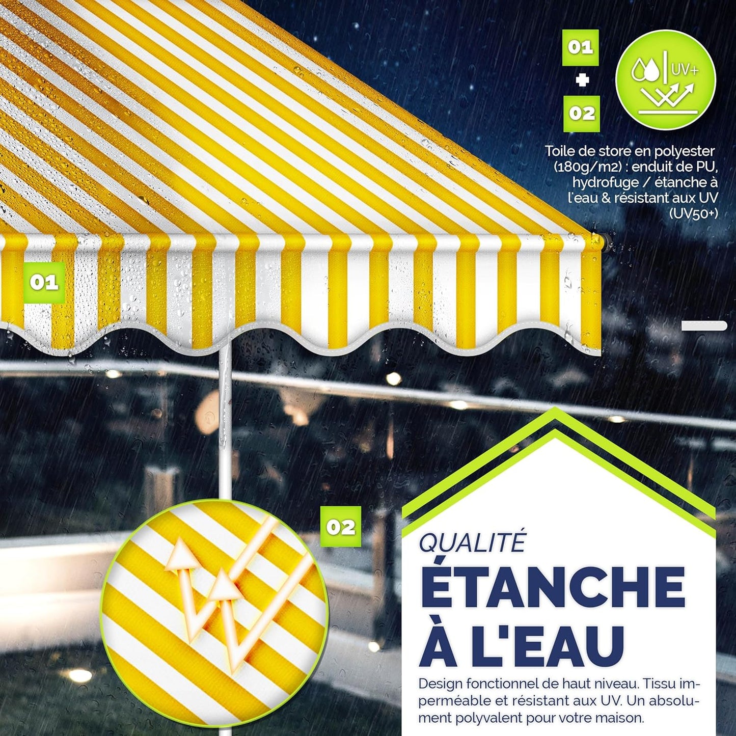 auvent balcon sans perçage 200 à 400cm