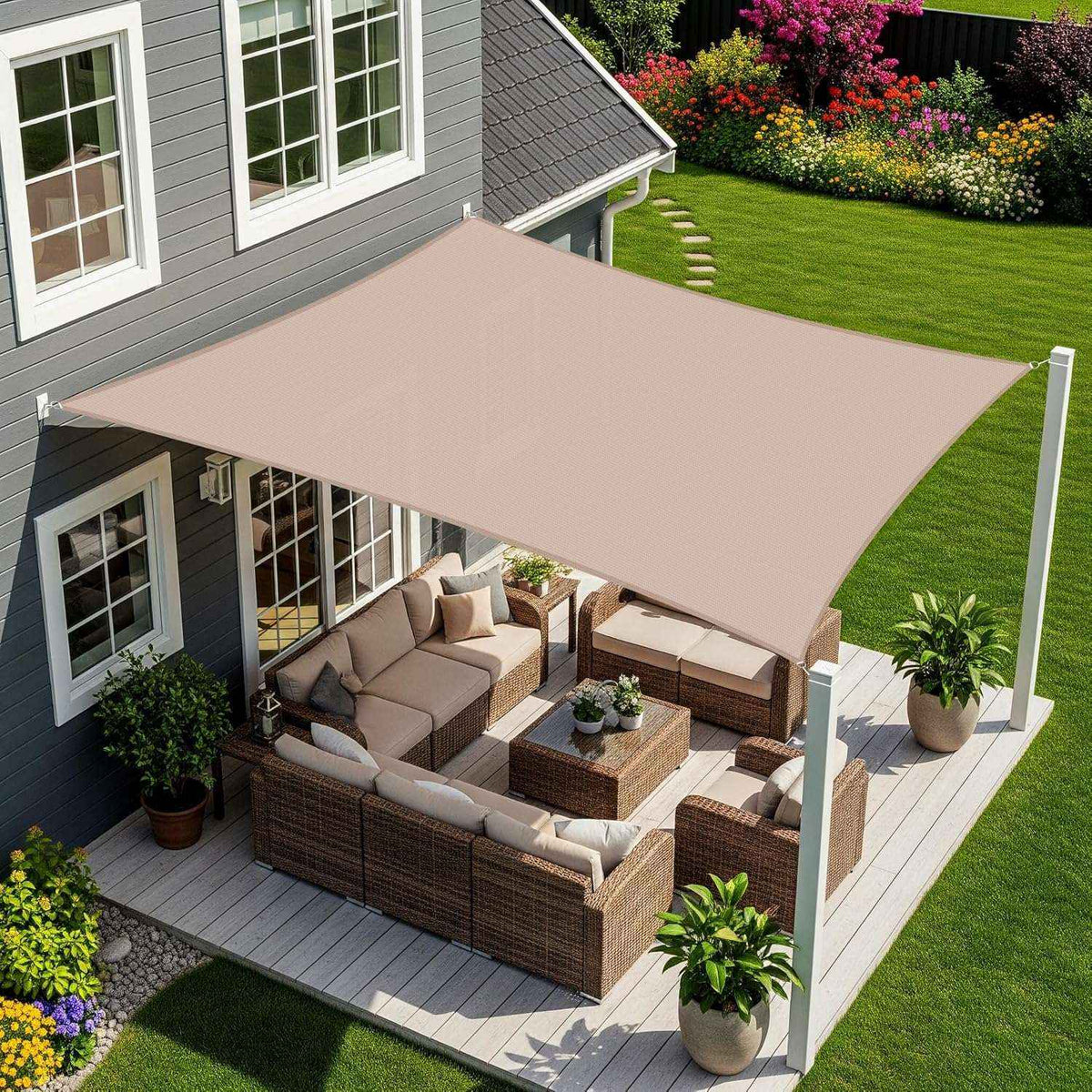 Voile d'ombrage rectangulaire marron taupe