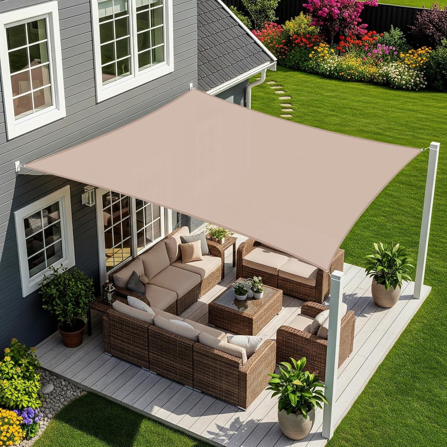 Voile d'ombrage rectangulaire marron taupe