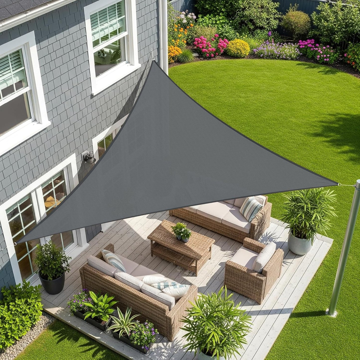 Voile d'ombrage triangulaire gris