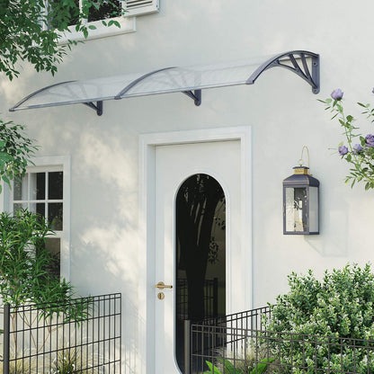 marquise de porte blanche 190x100cm transparent en polycarbonate