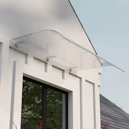 marquise auvent porte 160x50cm transparente en polycarbonate